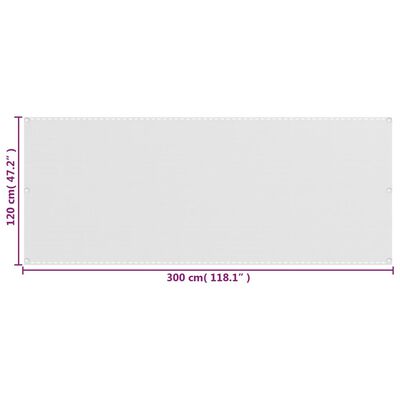 vidaXL fehér színű HDPE erkélytakaró 120 x 300 cm