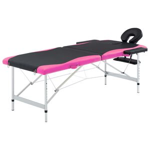 vidaXL k&eacute;tz&oacute;n&aacute;s fekete &eacute;s pink &ouml;sszecsukhat&oacute; alum&iacute;nium massz&aacute;zsasztal