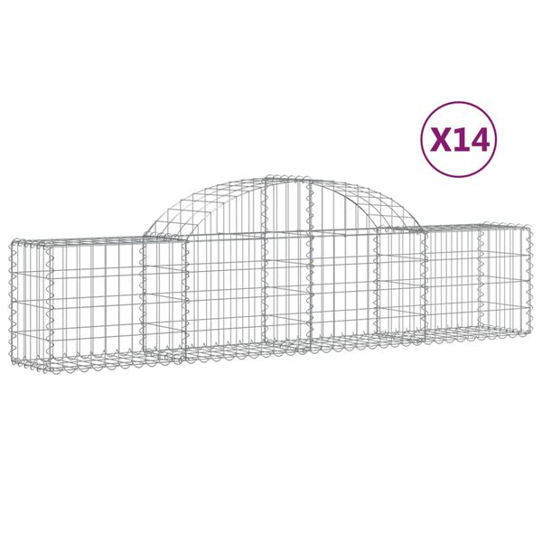 vidaXL 14 db íves horganyzott vas gabion kosár 200x30x40/60 cm