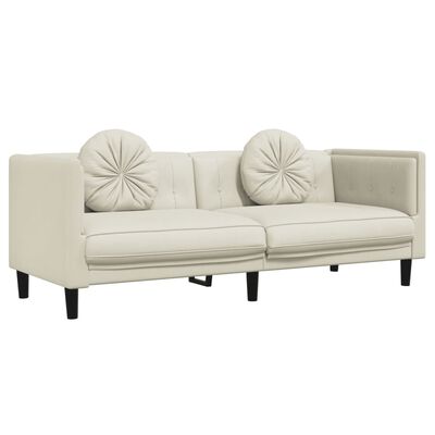 vidaXL krémszínű bársony 3 személyes kanapé párnákkal