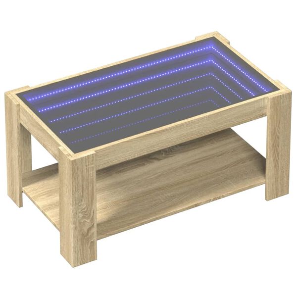 vidaXL sonoma tölgy szerelt fa dohányzóasztal LED-del 93 x 53 x 45 cm