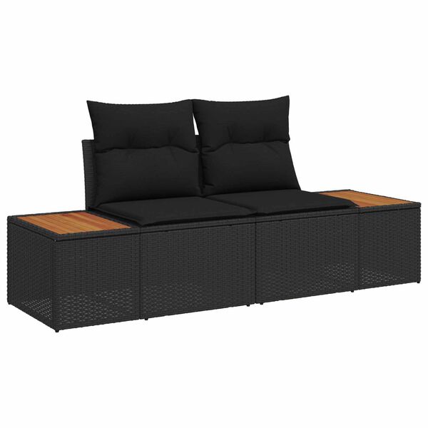 vidaXL Kerti Kanap&eacute; Szett t&aacute;rol&oacute;val 6 pcs Fekete Poli rattan