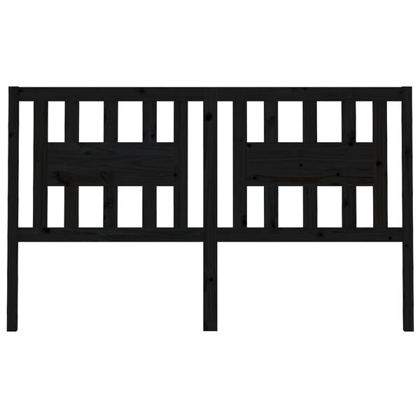 vidaXL fekete tömör fenyőfa fejtámla 206 x 4 x 100 cm