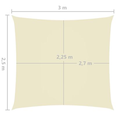 vidaXL krémszínű téglalap alakú oxford-szövet napvitorla 2,5 x 3 m