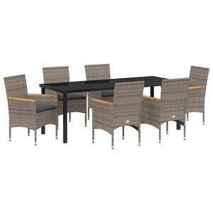 vidaXL Kert &eacute;tkező szett p&aacute;rn&aacute;val 7 pcs Sz&uuml;rke polirattan