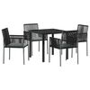 vidaXL Kert &eacute;tkező szett 5 pcs Fekete PE Rattan