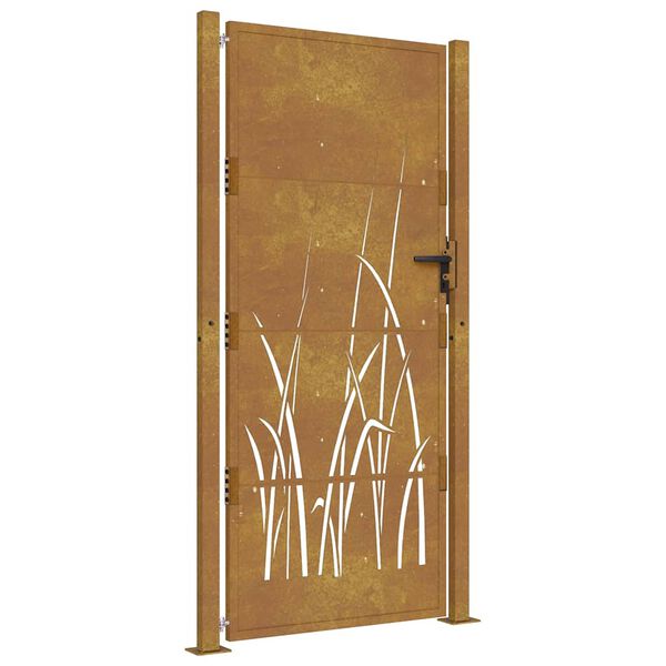 vidaXL Corten acél kerti kapu 100x200 cm, fűmintás
