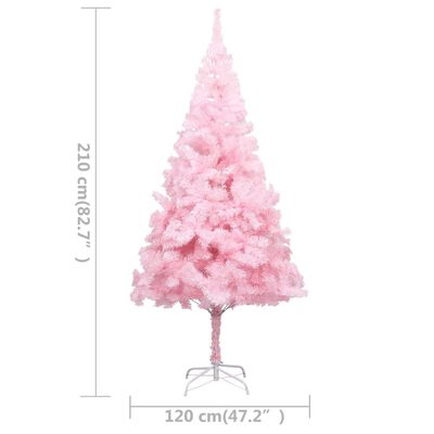 vidaXL rózsaszín PVC megvilágított műkarácsonyfa állvánnyal 210 cm