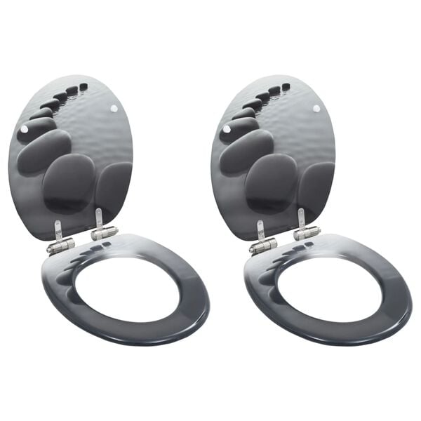 vidaXL 2 db kőmintás MDF WC-ülőke lassan csukódó fedéllel