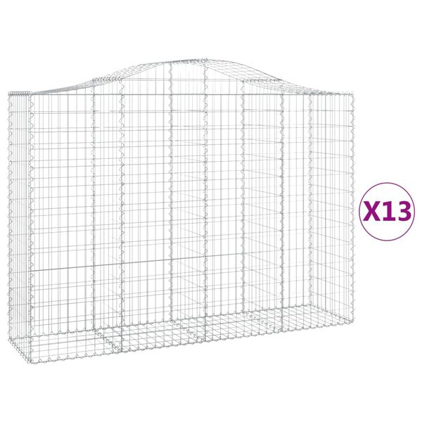 vidaXL 13 db &iacute;ves horganyzott vas gabion kos&aacute;r 200x50x140/160 cm