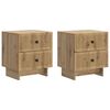 vidaXL &Eacute;jjeliszekr&eacute;ny fi&oacute;kkal 2 pcs K&eacute;zműves T&ouml;lgy 43 x 34,5 x 47,5 cm