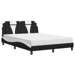 vidaXL fekete &eacute;s feh&eacute;r műbőr &aacute;gy Viana matraccal 140 x 200 cm