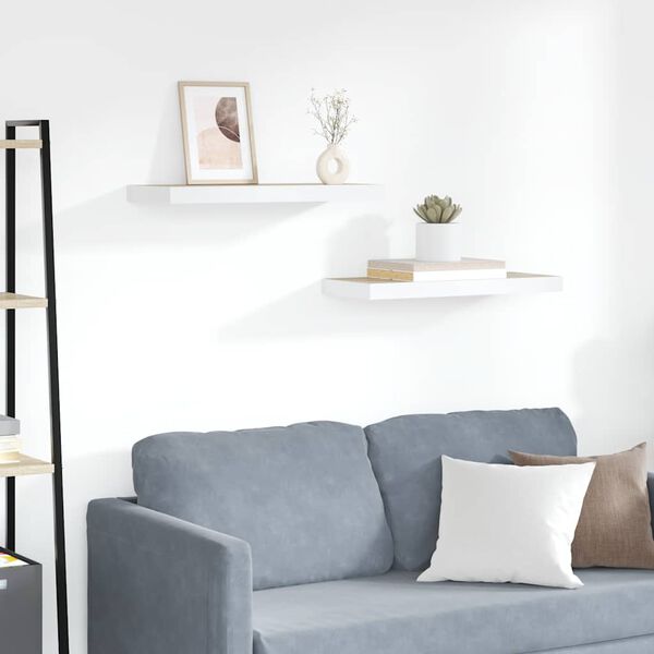 vidaXL 2 db t&ouml;lgysz&iacute;nű &eacute;s feh&eacute;r MDF lebegő fali polc 60x23,5x3,8 cm