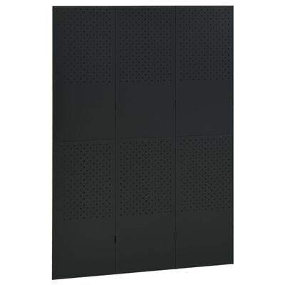 vidaXL fekete acél 3-paneles térelválasztó 120 x 180 cm
