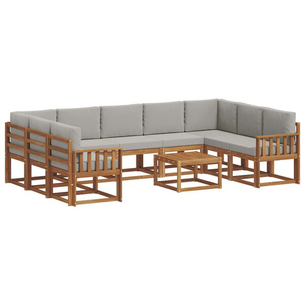 vidaXL K&uuml;lt&eacute;ri kanap&eacute; szett 10 pcs Term&eacute;szetes &eacute;s Vil&aacute;gossz&uuml;rke