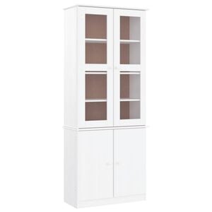 vidaXL ALTA feh&eacute;r t&ouml;m&ouml;r fenyőfa &uuml;vegvitrin 77x35x186,5 cm