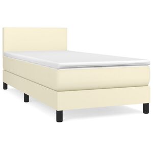 vidaXL kr&eacute;msz&iacute;nű műbőr rug&oacute;s &aacute;gy matraccal 100 x 200 cm