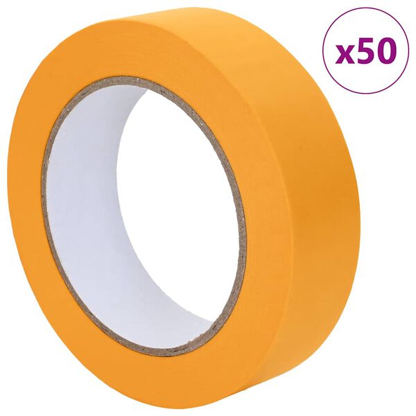 vidaXL Festő Maszkol&oacute; Szalagok 50 pcs S&aacute;rga 25mm x 50m Pap&iacute;r