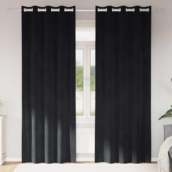 vidaXL S&ouml;t&eacute;t&iacute;tő f&uuml;gg&ouml;ny&ouml;k 2 pcs Fekete 140 x 245 cm B&aacute;rsony