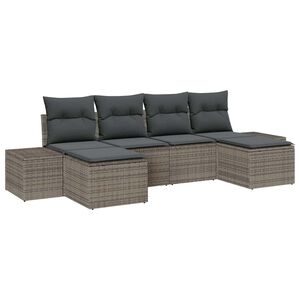 vidaXL Kerti Kanap&eacute; Szett p&aacute;rn&aacute;val t&aacute;rol&oacute;val 4 pcs Sz&uuml;rke polirattan