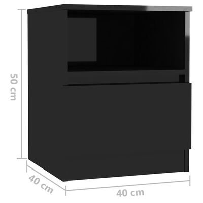 vidaXL magasfényű fekete forgácslap éjjeliszekrény 40 x 40 x 50 cm