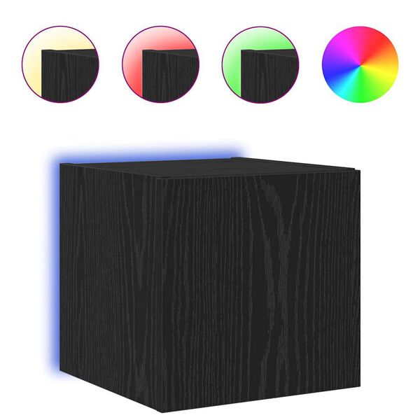 vidaXL TV Fali Szekr&eacute;ny Fekete t&ouml;lgy 30,5 x 35 x 30 cm Faanyag