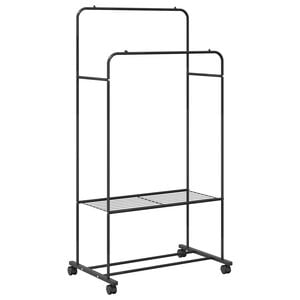 vidaXL Ruhafog&oacute; polcokkal ker&eacute;kkel t&aacute;rol&oacute;val Fekete 80 x 53 x 156 cm