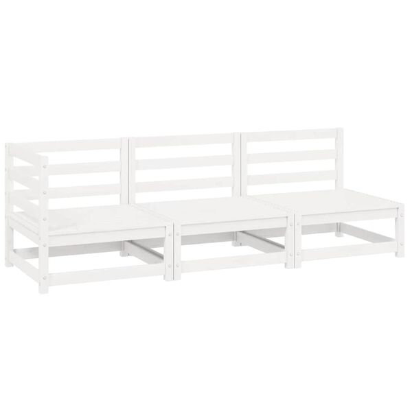 vidaXL 3 r&eacute;szes feh&eacute;r t&ouml;m&ouml;r fenyőfa kerti &uuml;lőgarnit&uacute;ra