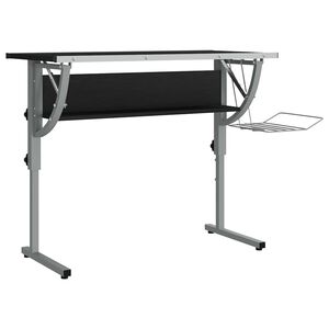 vidaXL fekete-sz&uuml;rke szerelt fa &eacute;s ac&eacute;l &iacute;r&oacute;asztal 110x53x(58-87) cm