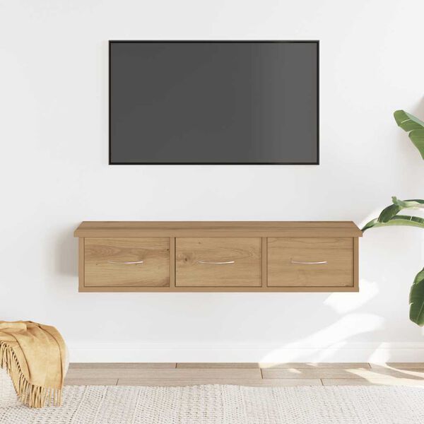 vidaXL k&eacute;zműves t&ouml;lgy sz&iacute;nű szerelt fa faliszekr&eacute;ny 88x26x18,5 cm