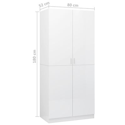 vidaXL magasfényű fehér forgácslap ruhásszekrény 80 x 52 x 180 cm