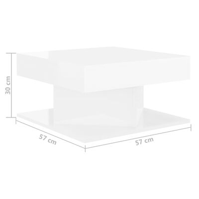 vidaXL magasfényű fehér forgácslap dohányzóasztal 57 x 57 x 30 cm
