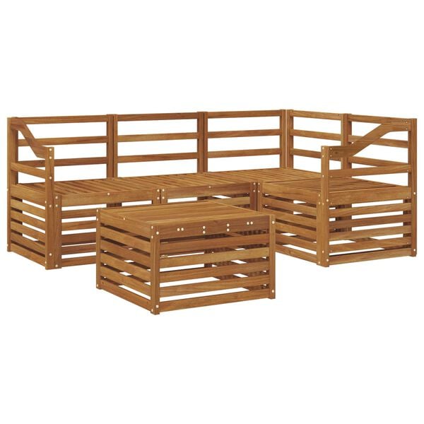 vidaXL K&uuml;lt&eacute;ri kanap&eacute; szett 5 pcs Term&eacute;szetes T&ouml;m&ouml;r Ak&aacute;cfa