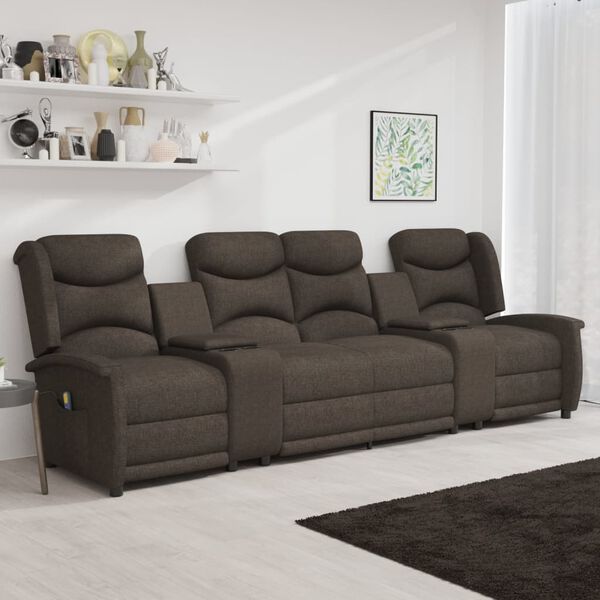 vidaXL 4 személyes barna dönthető masszázsfotel pohártartóval