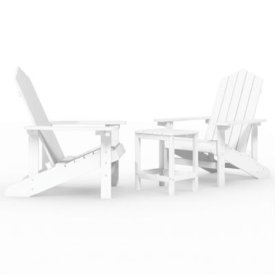 vidaXL fehér HDPE kerti adirondack székek asztallal