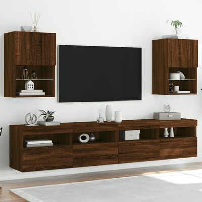 vidaXL 2 db barna tölgy színű TV-szekrény LED-ekkel 40,5 x 30 x 60 cm