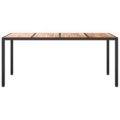 vidaXL fekete polyrattan és akácfa kerti asztal 190 x 90 x 75 cm