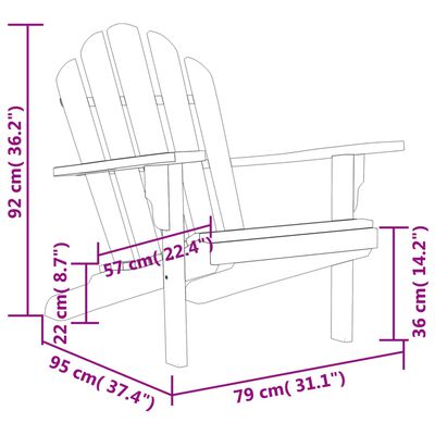 vidaXL tömör tíkfa kerti adirondack szék 79 x 95 x 92 cm