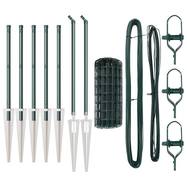 vidaXL Ker&iacute;t&eacute;s oszlopokkal Z&ouml;ld 0,4 x 10 m Ac&eacute;l &eacute;s PVC