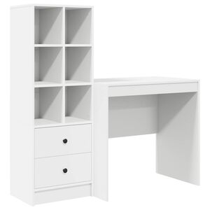 vidaXL Asztal fi&oacute;kkal polcokkal t&aacute;rol&oacute;val 2 pcs Feh&eacute;r
