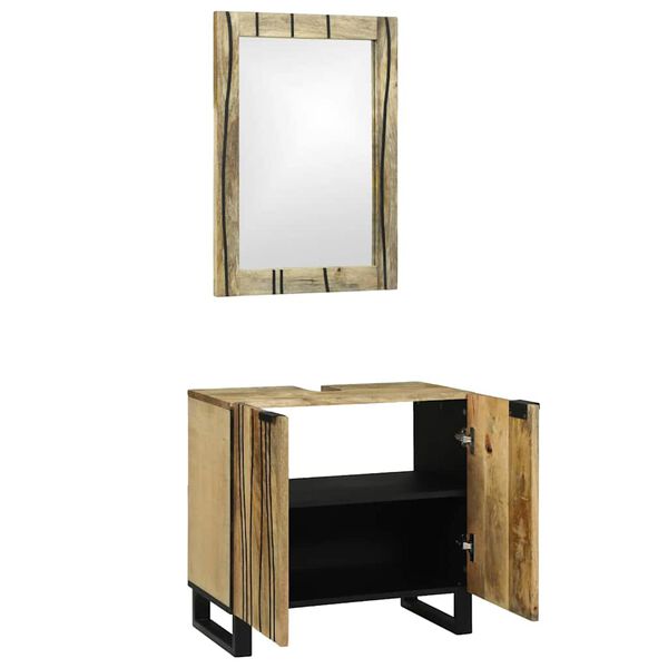 vidaXL F&uuml;rdőszoba b&uacute;tor szett polcokkal t&aacute;rol&oacute;val 2 pcs Barna Faanyag