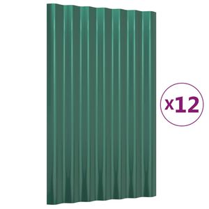vidaXL 12 db zöld horganyzott acél tetőpanel 60 x 36 cm