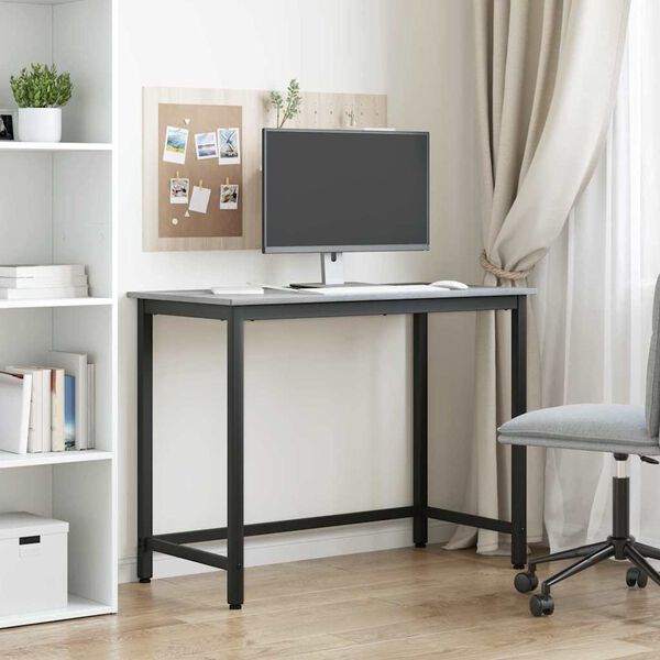 vidaXL asztal Sz&uuml;rke Sonoma 80 x 50 x 76,5 cm Műszaki fa &eacute;s ac&eacute;l