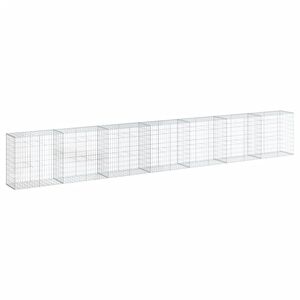 vidaXL horganyzott vas gabion kos&aacute;r fed&eacute;llel 700 x 50 x 100 cm