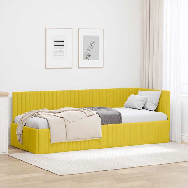 vidaXL Sarok&aacute;gy keret fejt&aacute;ml&aacute;val S&aacute;rga 80 cm x 200 cm B&aacute;rsony