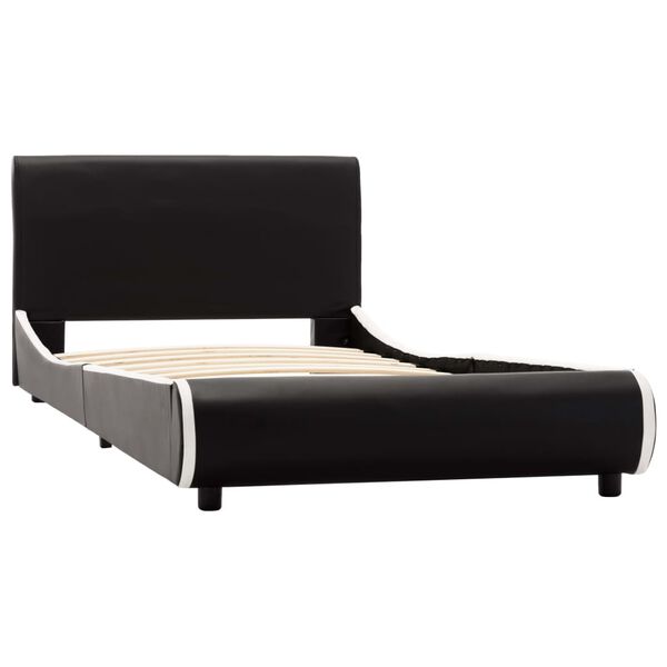vidaXL fekete műbőr ágykeret 90 x 200 cm