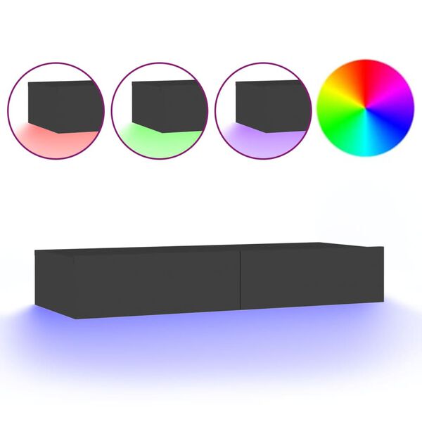 vidaXL szürke TV-szekrény LED-lámpákkal 90 x 35 x 15,5 cm