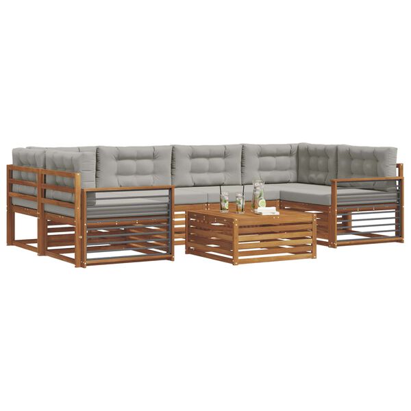 vidaXL K&uuml;lt&eacute;ri kanap&eacute; szett 7 pcs Term&eacute;szetes &eacute;s Vil&aacute;gossz&uuml;rke