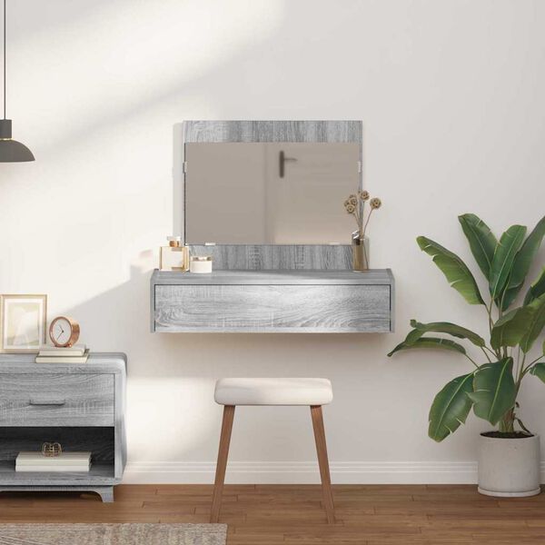 vidaXL &Ouml;lt&ouml;zk&ouml;dőasztal fi&oacute;kkal t&uuml;k&ouml;rrel Sz&uuml;rke 83 x 40 x 70 cm Faanyag