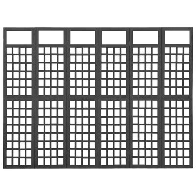 vidaXL 6 paneles fekete fenyőfa térelválasztó/lugasrács 242,5 x 180 cm